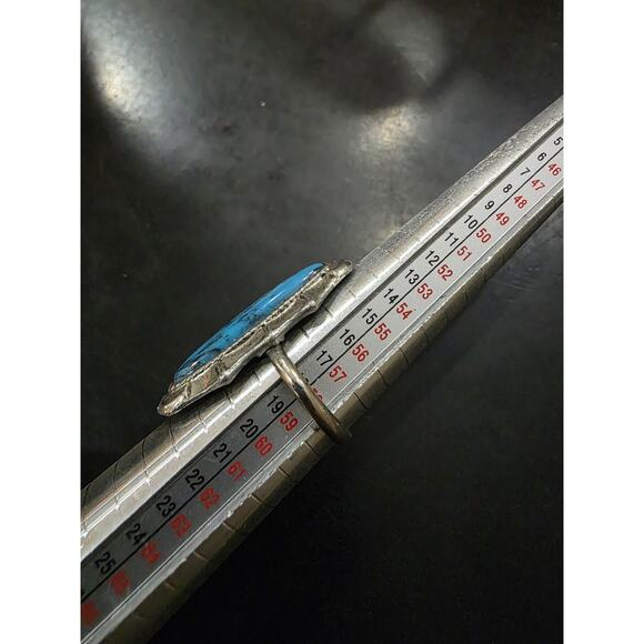 Pewter And Turquoise Ring Size 8.5 - Picture 2 of 3